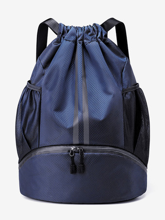 ダークネイビー男性用スポーツバックパック ジッパーポケット カジュアルバッグ