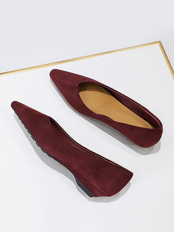 レディース ポインテッドトゥ スエード ナップ バレエフラット