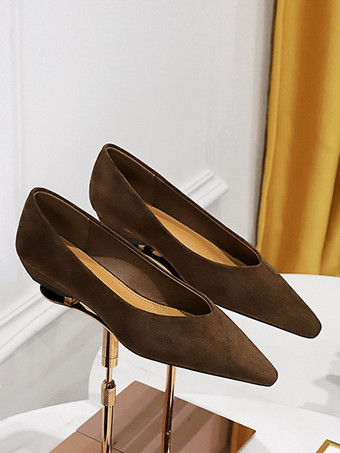 レディース ポインテッドトゥ スエード ナップ バレエフラット