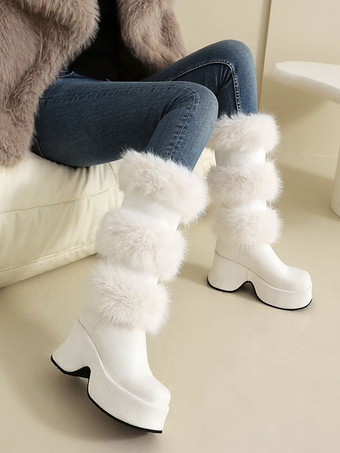 ミッドカーフブーツ レディース マイクロスエードアッパー ラウンドトゥ チャンキーヒールブーツ