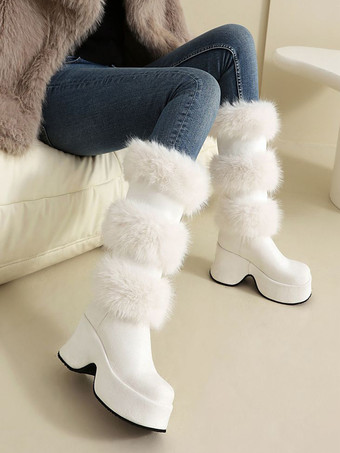 ミッドカーフブーツ レディース マイクロスエードアッパー ラウンドトゥ チャンキーヒールブーツ