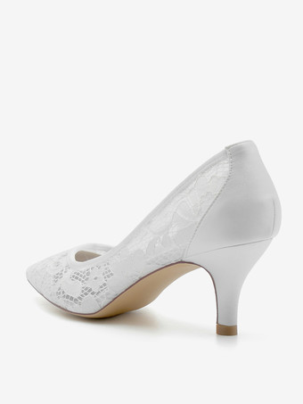 ウェディングシューズ ブライダルパンプス レース ポインテッドトゥ