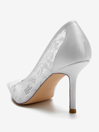ウェディングシューズ ブライダルパンプス レース ポインテッドトゥ