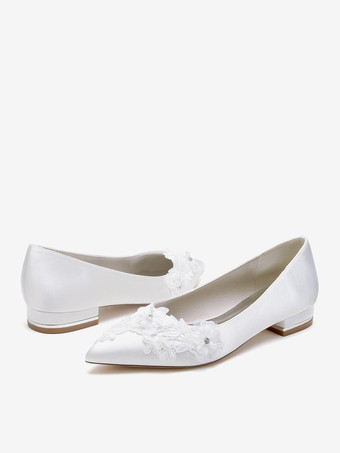 ウェディングシューズ ブライダルパンプス サテン ポインテッドトゥ