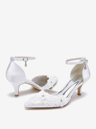 ウェディングシューズ ブライダルパンプス サテン ポインテッドトゥ