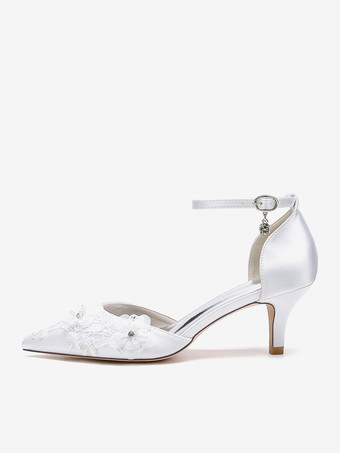 ウェディングシューズ ブライダルパンプス サテン ポインテッドトゥ