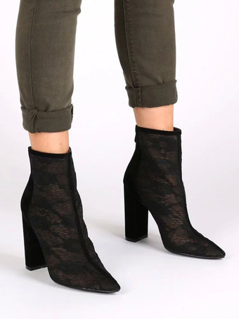 レディース チャンキーヒール マイクロスエードアッパー サマーブーツ