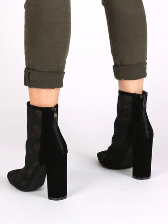 レディース チャンキーヒール マイクロスエードアッパー サマーブーツ