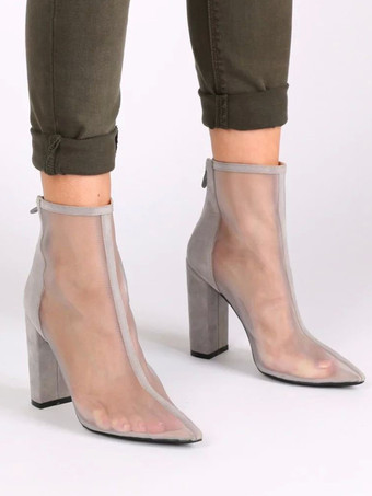 レディース チャンキーヒール マイクロスエードアッパー サマーブーツ