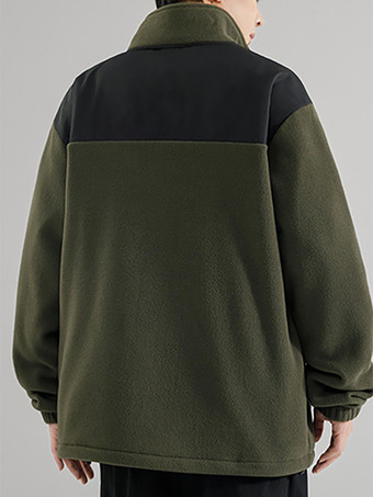 メンズ フリースジャケット カラーブロック 長袖 アウトドアジャケット ポケット付き