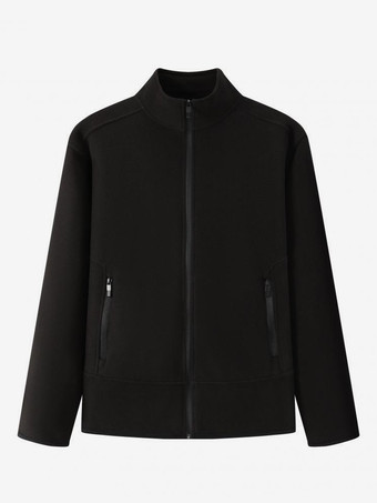 メンズ フリースジャケット 長袖 無地 アウトドアジャケット ポケット付き