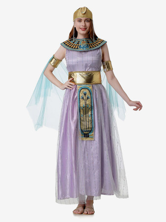 パープル ギリシャのコスチューム ブラック レトロ ドレス チョーカー セット ホリデーコスチューム