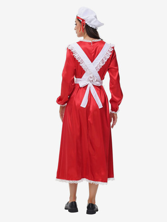 コスチューム フレンチメイドコスチューム 赤いセクシーなフリルドレスセット