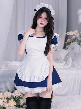 フレンチメイドコスチューム 帽子 ドレス エプロン 3点セット