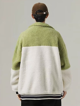 メンズ パッチワーク フリース ジャケット ルーズフィット 厚手 冬 暖かいコート