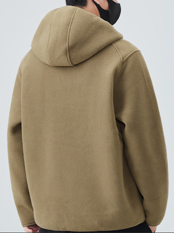 メンズ フード付きフリースジャケット 長袖 無地 冬 暖かい アウトドアジャケット