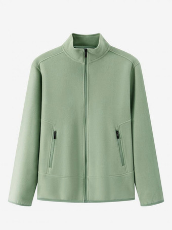 メンズ フリースジャケット 長袖 無地 アウトドアジャケット ポケット付き