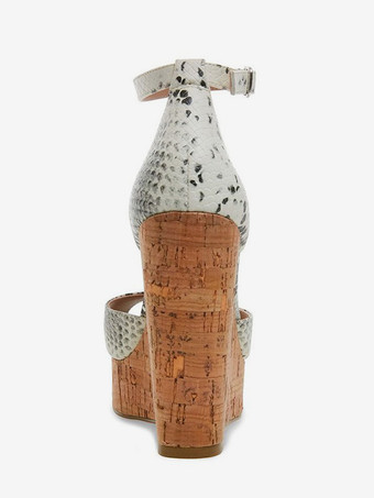 レディース スリッポン PUレザー ウェッジサンダル