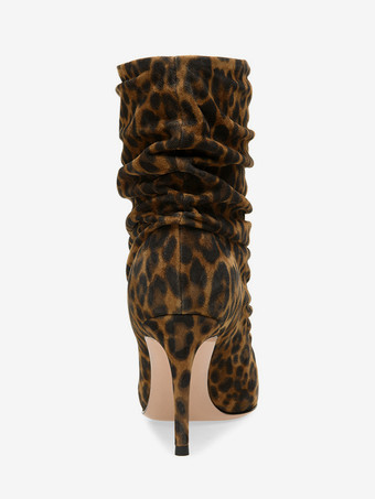 レディース スリッポン スティレットヒール マイクロスエードアッパー ミュール レオパード