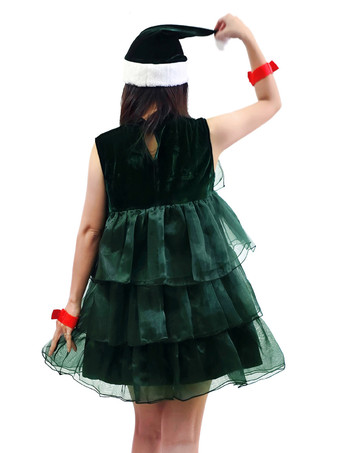 クリスマスセット ダークグリーン ドレス アクセサリー 帽子 クリスマス ホリデー コスチューム