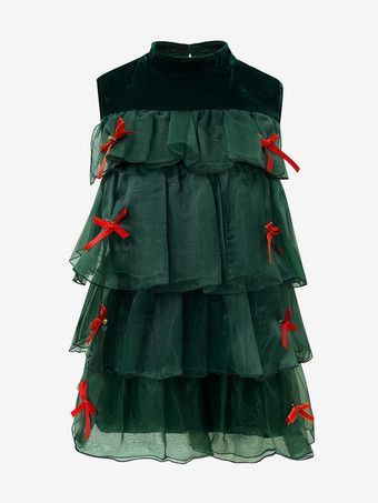 クリスマスセット ダークグリーン ドレス アクセサリー 帽子 クリスマス ホリデー コスチューム