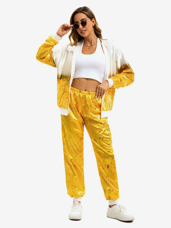 イエロー レトロ セット パンツ トップ パーティー プロム ヒップホップ コスチューム