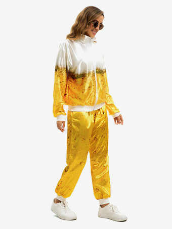 イエロー レトロ セット パンツ トップ パーティー プロム ヒップホップ コスチューム