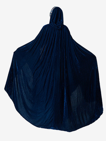 ディープブルーのレトロジャカードセットドレス エレガントな魔女コスチューム ヴィンテージ服