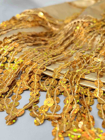 ラテンダンス ゴールド スパンコール フリンジ セット セクシー スカート トップ ダンス コスチューム