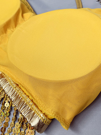 ラテンダンス ゴールド スパンコール フリンジ セット セクシー スカート トップ ダンス コスチューム