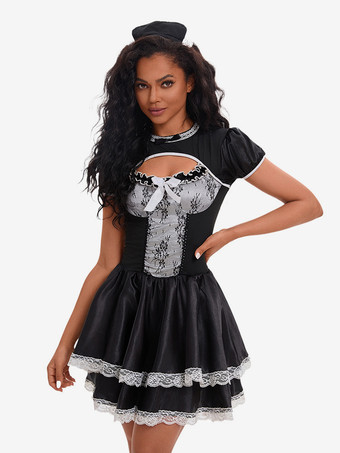ハロウィン セクシーなコスチューム 黒のメイドドレスコスチューム