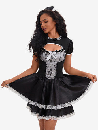 ハロウィン セクシーなコスチューム 黒のメイドドレスコスチューム