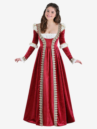 レッド 女性用レトロクリスマスセット 赤いドレス ホリデーコスチューム バーガンディ