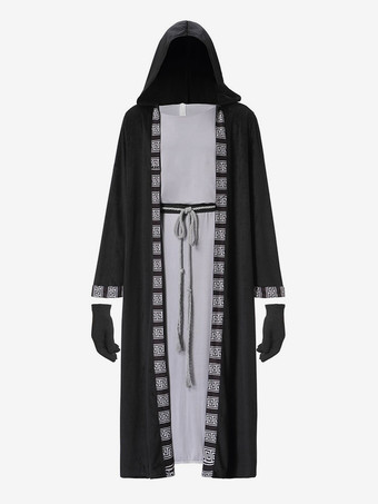 ハロウィン コスチューム ブラック メンズ レトロ 手袋 オーバーコート セット ホリデーコスチューム