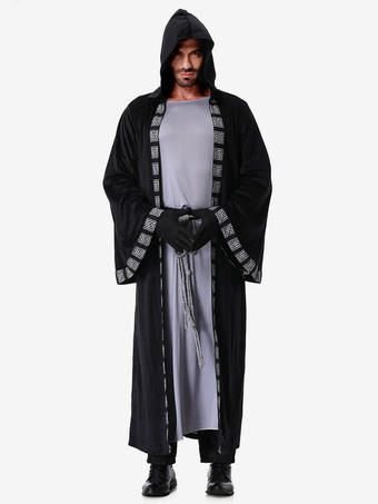 ブラック ハロウィン コスチューム ブラック メンズ レトロ 手袋 オーバーコート セット ホリデーコスチューム