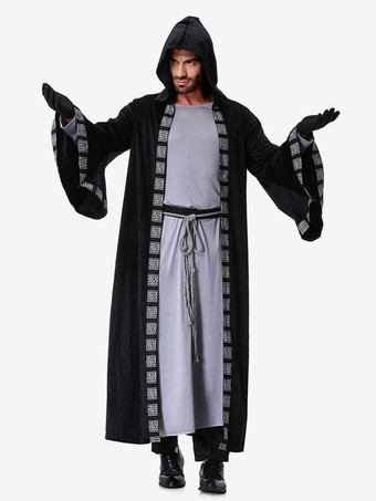 ハロウィン コスチューム ブラック メンズ レトロ 手袋 オーバーコート セット ホリデーコスチューム