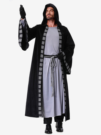 ハロウィン コスチューム ブラック メンズ レトロ 手袋 オーバーコート セット ホリデーコスチューム