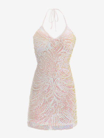 1970年代のラテンダンスドレス、ホワイトフリンジスパンコールバックレスセットセクシードレス