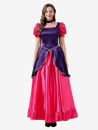 レトロコスチューム ローズ レディース エレガントドレス チョーカー カラーブロック セット コスチューム