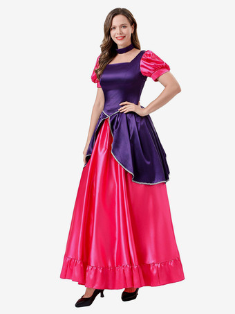 レトロコスチューム ローズ レディース エレガントドレス チョーカー カラーブロック セット コスチューム