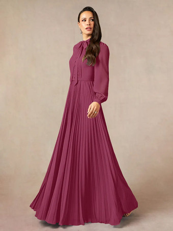 ブライダルマザードレス デザインネックライン 長袖 Aライン リボン フロアレングス ゲストドレス 結婚式用