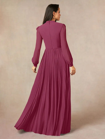 ブライダルマザードレス デザインネックライン 長袖 Aライン リボン フロアレングス ゲストドレス 結婚式用