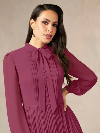 ブライダルマザードレス デザインネックライン 長袖 Aライン リボン フロアレングス ゲストドレス 結婚式用