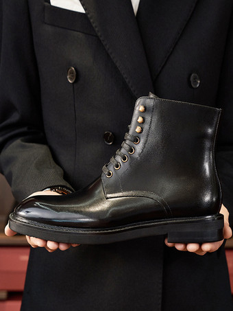 ブラック メンズ マーティン ワークブーツ レザー ブラウン アンクル ショートブーツ