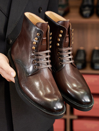 メンズ マーティン ワークブーツ レザー ブラウン アンクル ショートブーツ