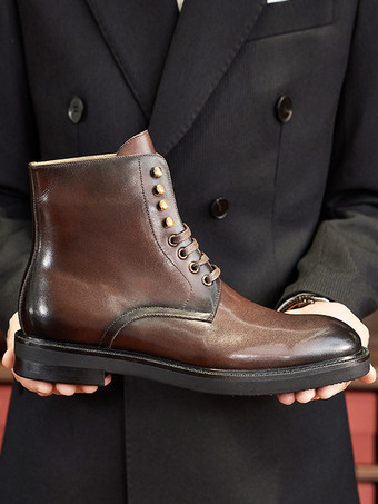メンズ マーティン ワークブーツ レザー ブラウン アンクル ショートブーツ