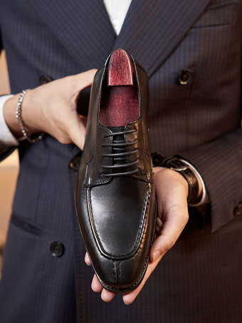 男性用ドレスシューズ スタイリッシュなスクエアトゥ レザーフォーマルウェディングシューズ