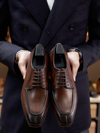 男性用ドレスシューズ スタイリッシュなスクエアトゥ レザーフォーマルウェディングシューズ