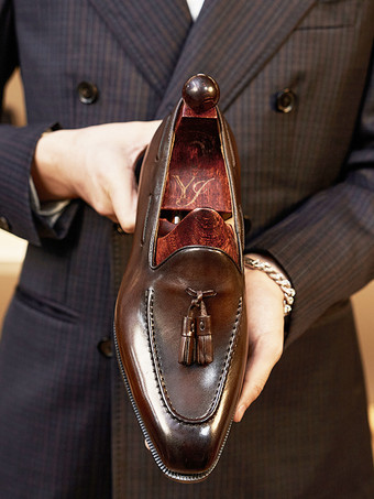   メンズタッセルローファースクエアトゥスリッポンレザーペニーシューズローヒールプロムウェディングシューズ