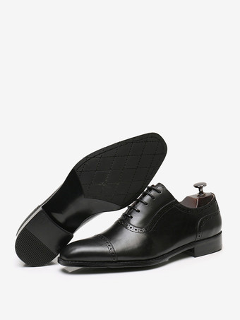 ブラック 男性用ドレスシューズ 素敵なスクエアトゥ レザー オックスフォード ウェディング フォーマルシューズ